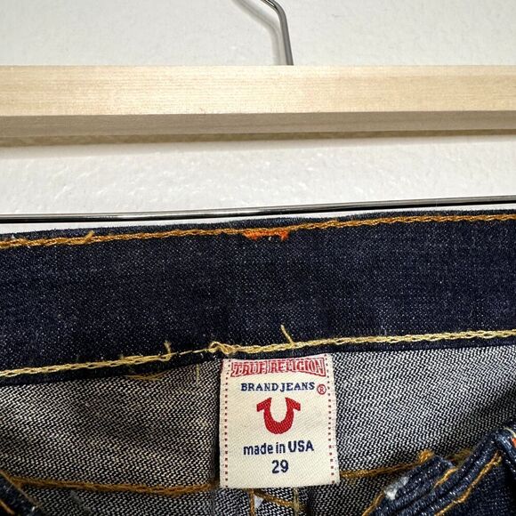 True Religion Jeans SZ 29 Low Rise Blue Johnny Kick Flare Stretch DEADSTOCK Y2K - Picture 3 of 11